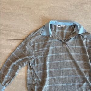 Princess Polly Gray & Light Blue Striped Polo